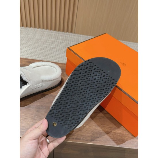 Hermes Wool Half Slippers