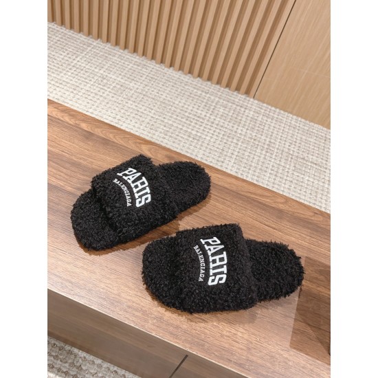 Balenciaga Lambswool Slippers