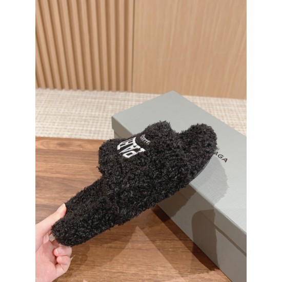 Balenciaga Lambswool Slippers