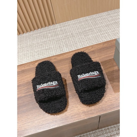 Balenciaga Lambswool Slippers