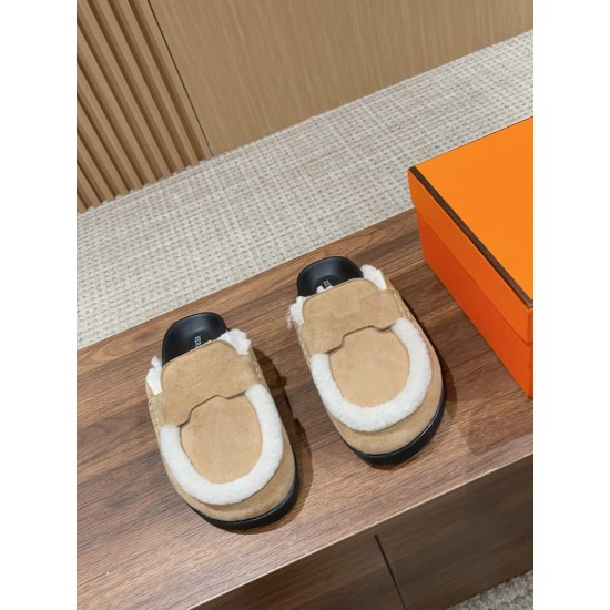 Hermes Wool Half Slippers