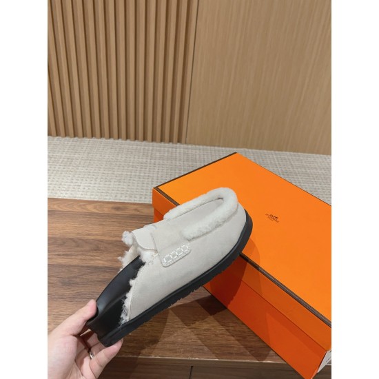 Hermes Wool Half Slippers