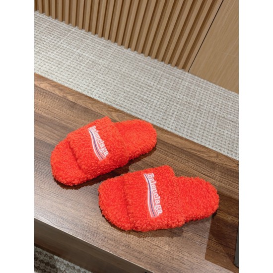 Balenciaga Lambswool Slippers