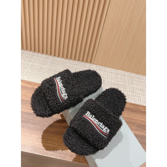 Balenciaga Lambswool Slippers