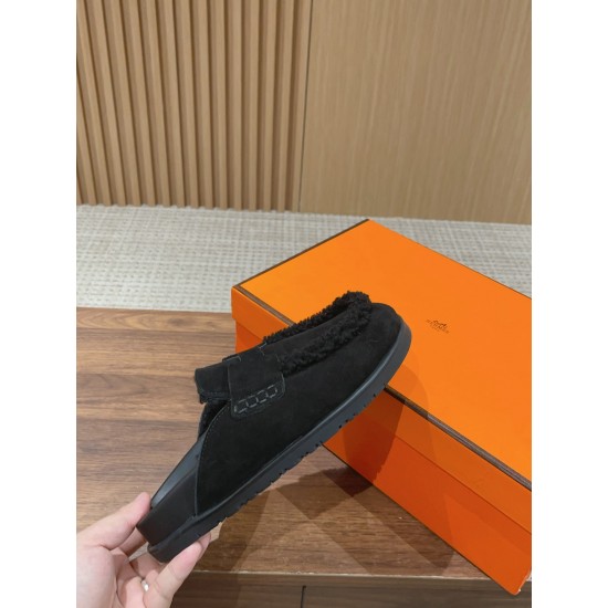 Hermes Wool Half Slippers