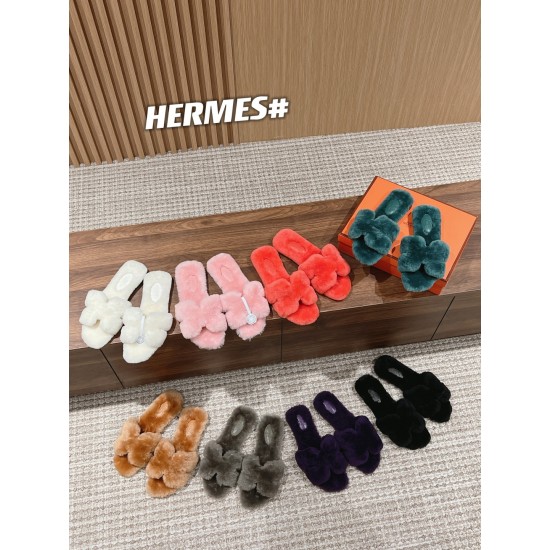 Hermes Woolen Slippers