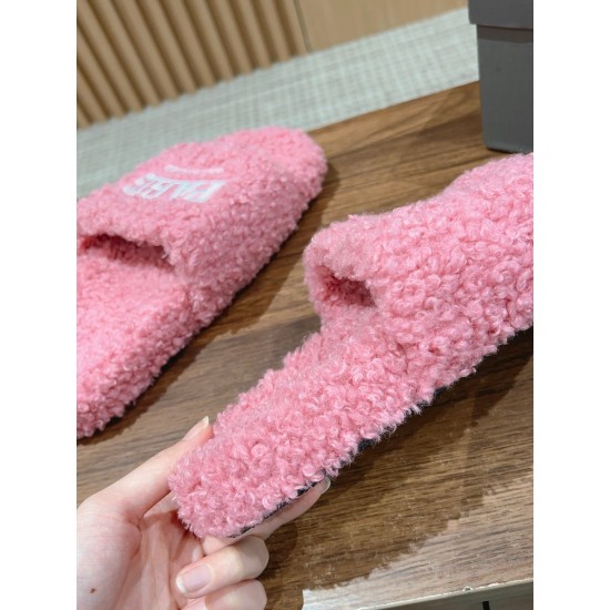 Balenciaga Lambswool Slippers