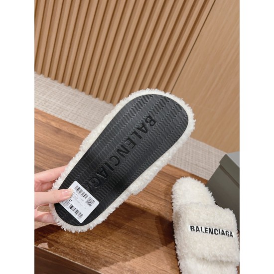 Balenciaga Lambswool Slippers