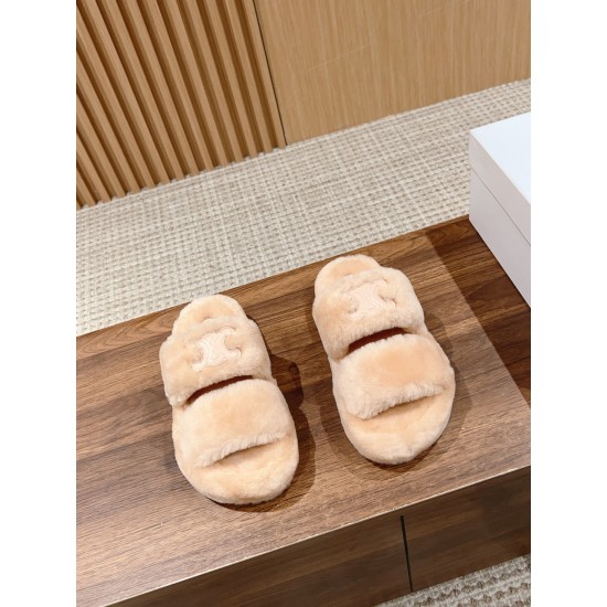 CELINE sheepskin slippers