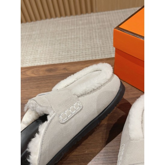 Hermes Wool Half Slippers