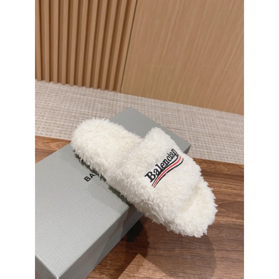 Balenciaga Lambswool Slippers