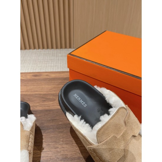 Hermes Wool Half Slippers