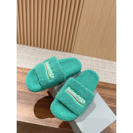 Balenciaga Lambswool Slippers