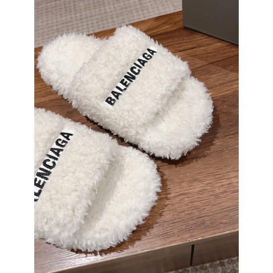 Balenciaga Lambswool Slippers