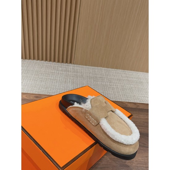 Hermes Wool Half Slippers