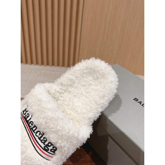 Balenciaga Lambswool Slippers