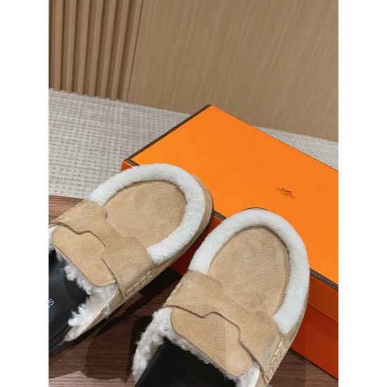 Hermes Wool Half Slippers