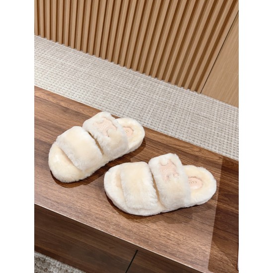 CELINE sheepskin slippers