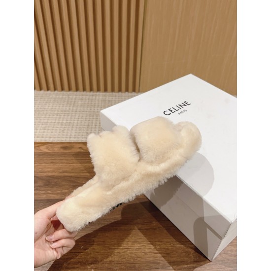 CELINE sheepskin slippers