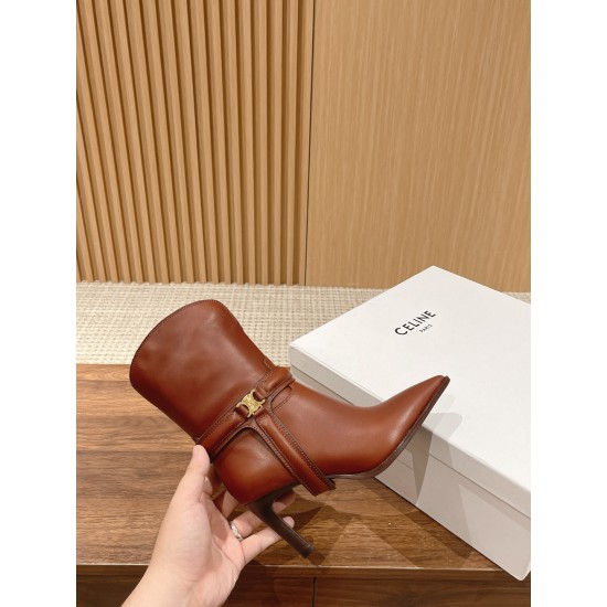 CELINE Calfskin Pointed Toe Boots