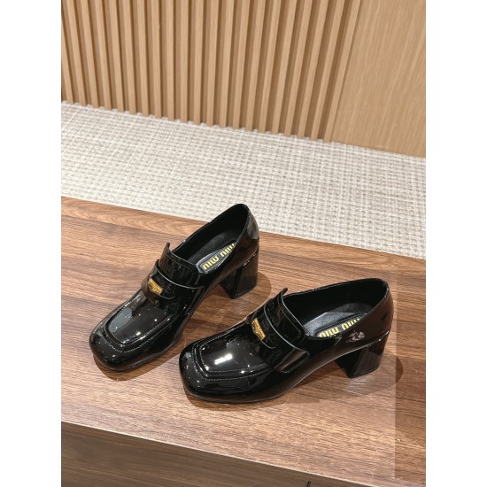 MiuMiu Patent Leather Gold Coin Loafers