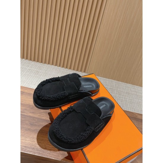 Hermes Wool Half Slippers