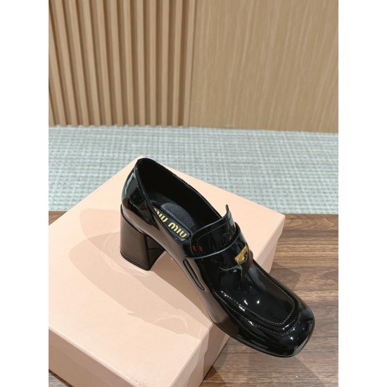 MiuMiu Patent Leather Gold Coin Loafers