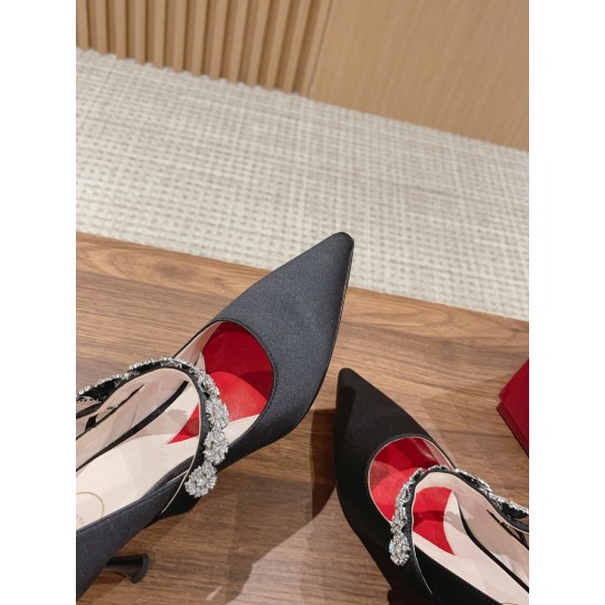 Roger Vivier Crystal Buckle Strap Pointed Toe Shoes