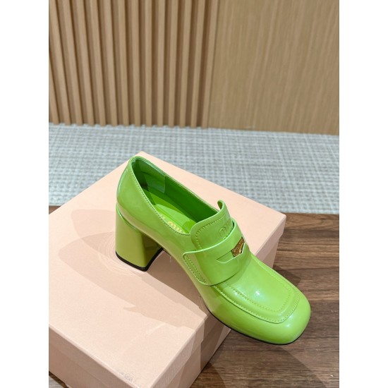  MiuMiu Patent Leather Gold Coin Loafers