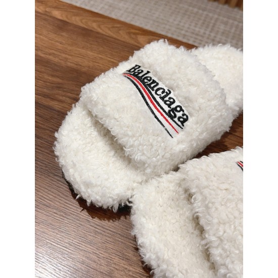 Balenciaga Lambswool Slippers