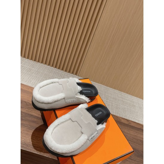 Hermes Wool Half Slippers