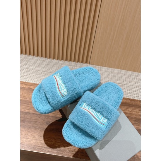 Balenciaga Lambswool Slippers