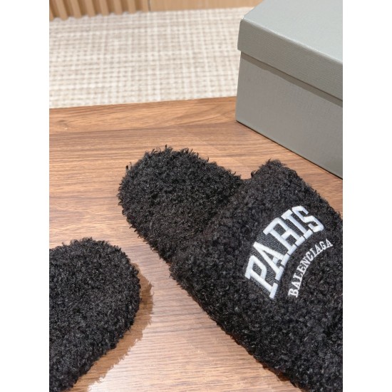 Balenciaga Lambswool Slippers