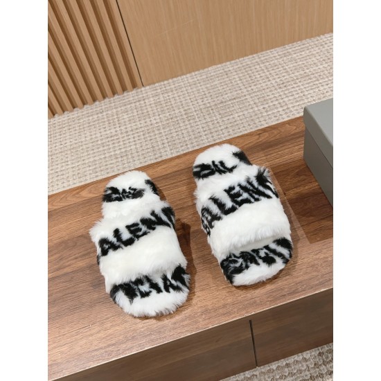 Balenciaga Lambswool Slippers