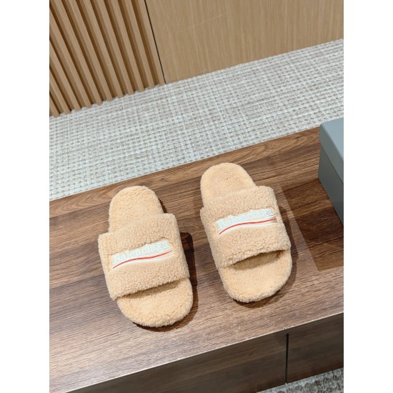 Balenciaga Lambswool Slippers