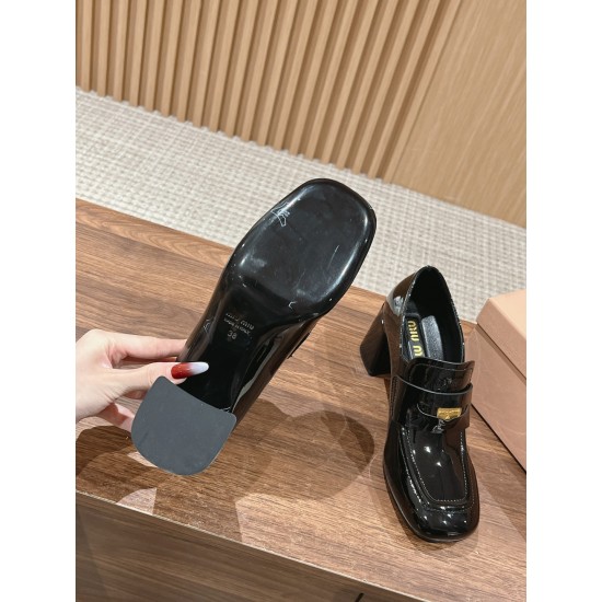  MiuMiu Patent Leather Gold Coin Loafers