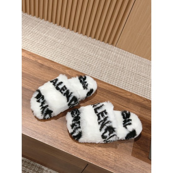 Balenciaga Lambswool Slippers