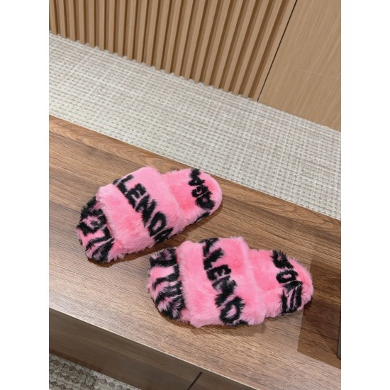 Balenciaga Lambswool Slippers