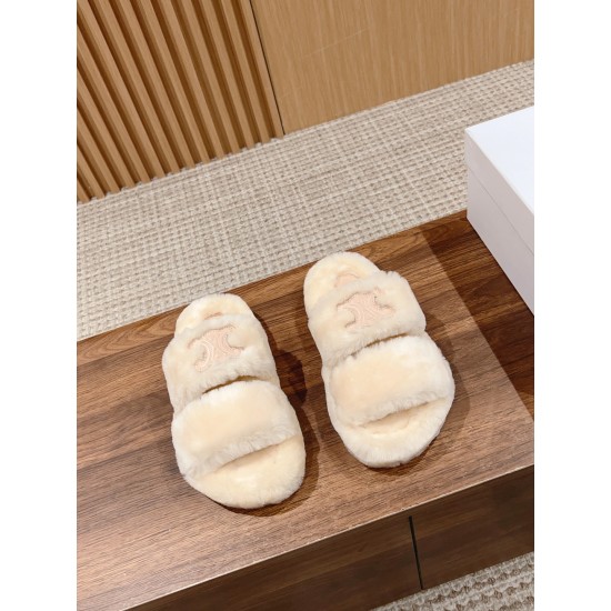 CELINE sheepskin slippers