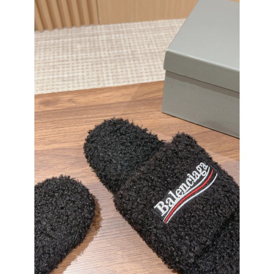 Balenciaga Lambswool Slippers