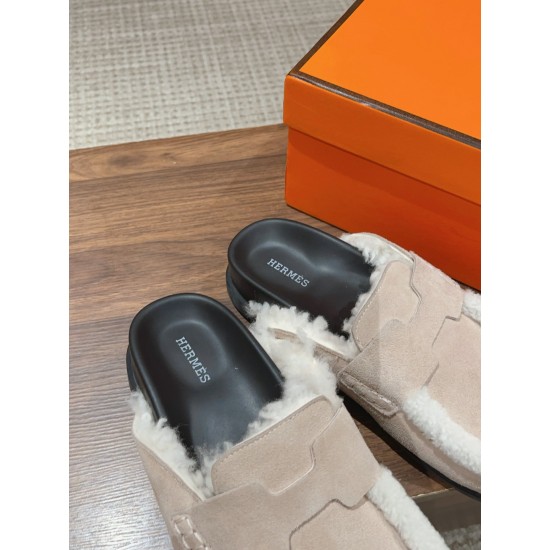 Hermes Wool Half Slippers