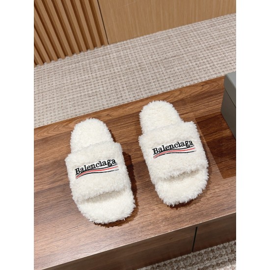 Balenciaga Lambswool Slippers