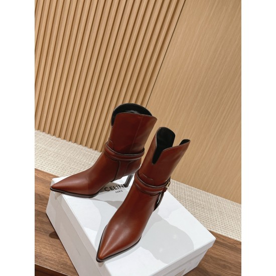 CELINE Calfskin Pointed Toe Boots