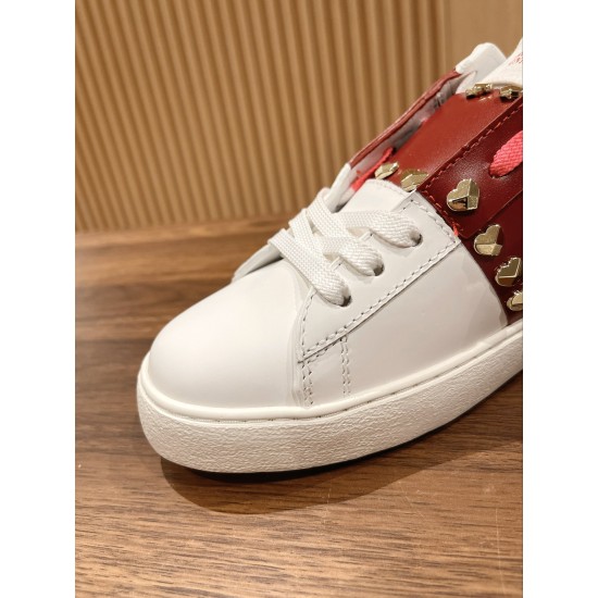 Valentino ROCKSTUD UNTITLED SNEAKER IN CALFSKIN LEATHER WITH METALLIC STRIPE