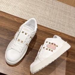 Valentino ROCKSTUD UNTITLED SNEAKER IN CALFSKIN LEATHER WITH METALLIC STRIPE