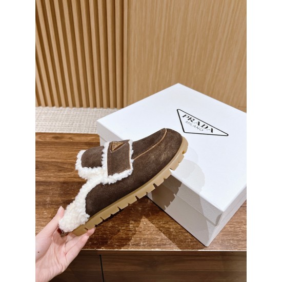 Prada Suede and shearling slippers