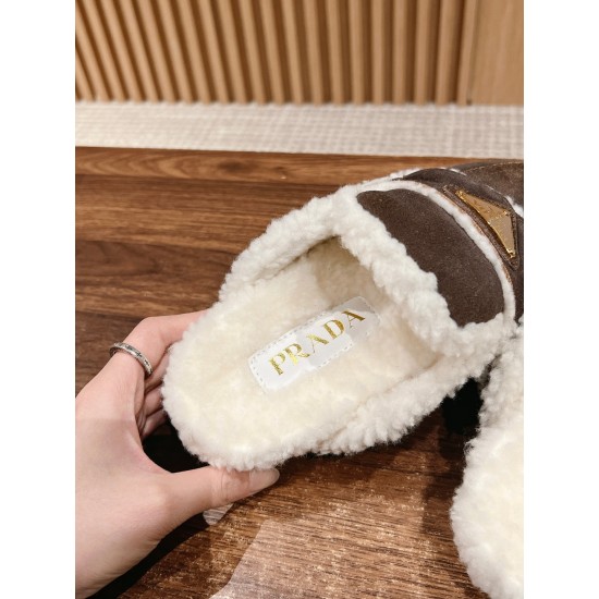 Prada Suede and shearling slippers