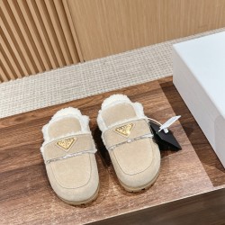 Prada Suede and shearling slippers