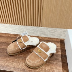 Prada Suede and shearling slippers