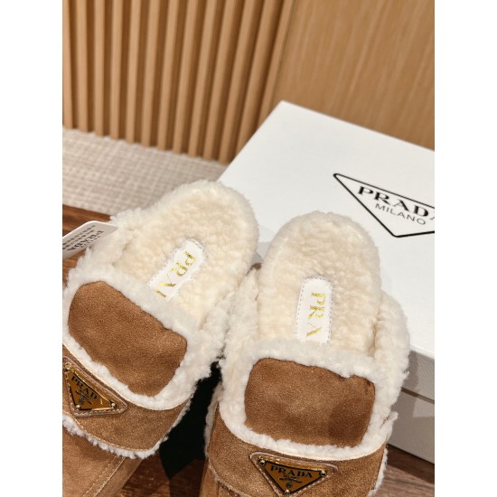 Prada Suede and shearling slippers